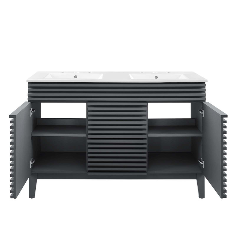 Modway Render 48" Double Sink Bathroom Vanity, Gray