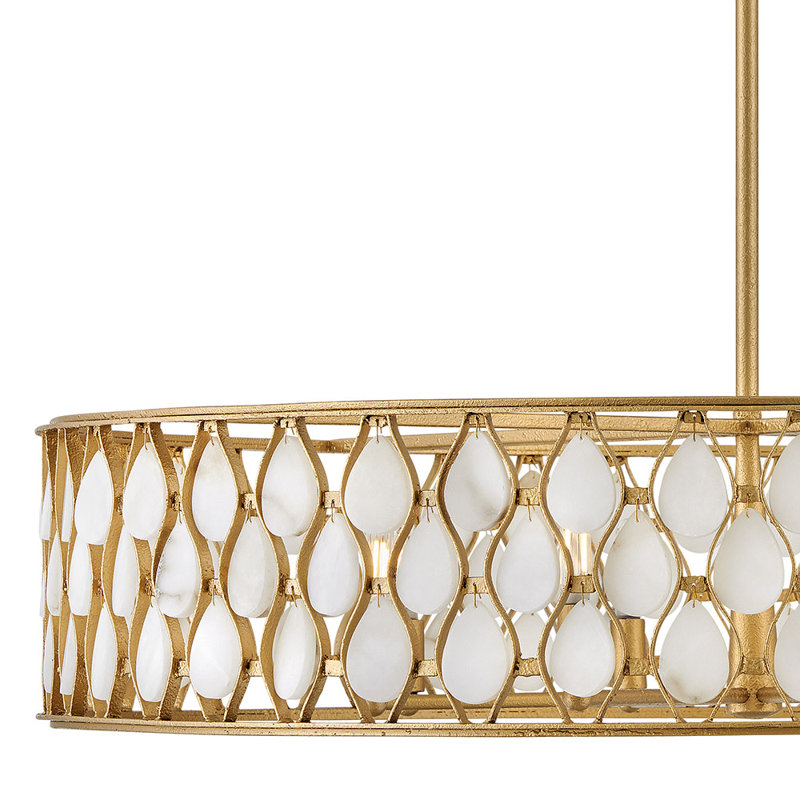 Estie Latticework Chandelier w/ Natural Alabaster Stones, 8" H x 38" W x 38" W, 8