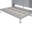 Grand lit mural gris - Meuble peu encombrant pour petits appartements, lattes absorbantes convenables, support de matelas confortable, mécanisme à double piston
