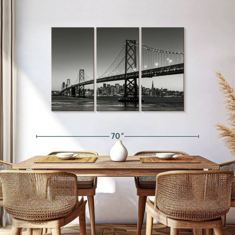 Lilie Bay Bridge In Black And White, 24" H x 38" W