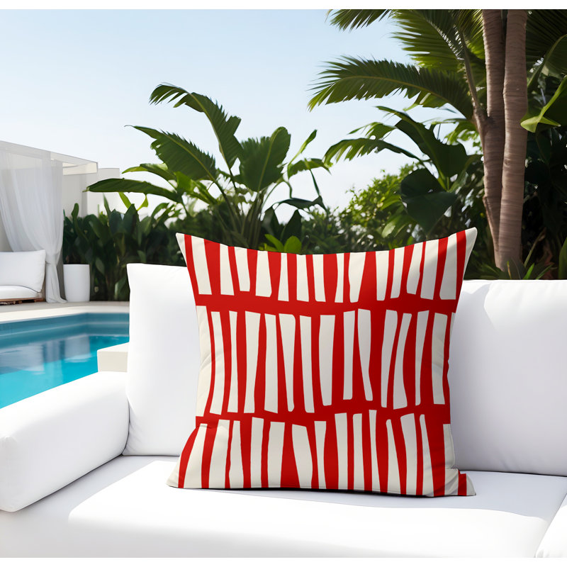 Coussin décoratif réversible Clayton, H 17 po x l 17 po, Rouge, blanc cassé