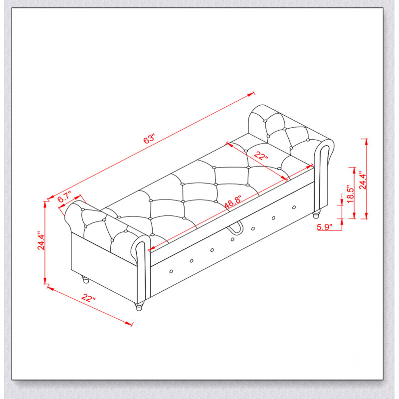 Banc de lit 63 po en tissu blanc crème Polyvalence, application moderne, confort et durabilité