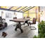 Solid Wood Top Metal Base Dining Table-88691726
