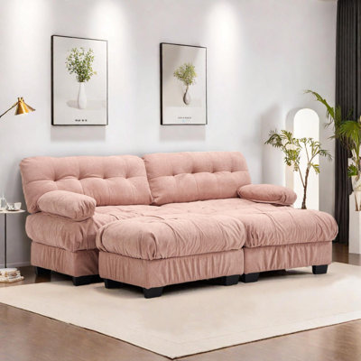 Modular U-Shaped Sectional Sofa with Ottoman and Pillows, Deep Seat Comfort