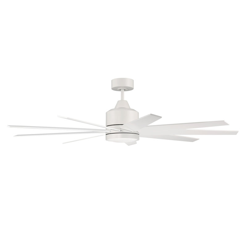 Ventilateur de plafond intelligent à DEL 9 pales avec télécommande et ensemble d'éclairage inclus, Blanc mat
