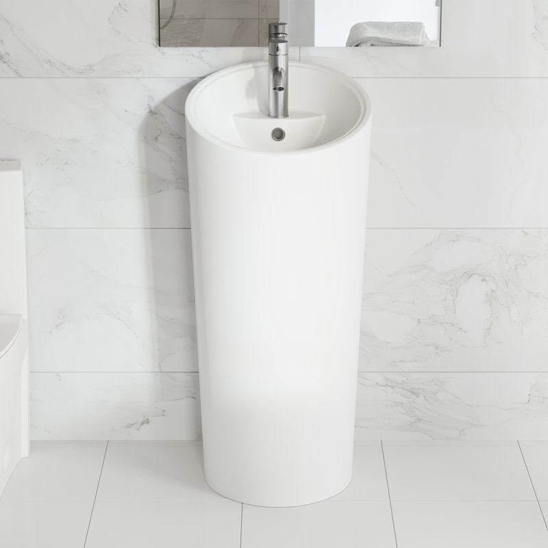 St. Tropez High Gloss White Ceramic Pedestal Sink