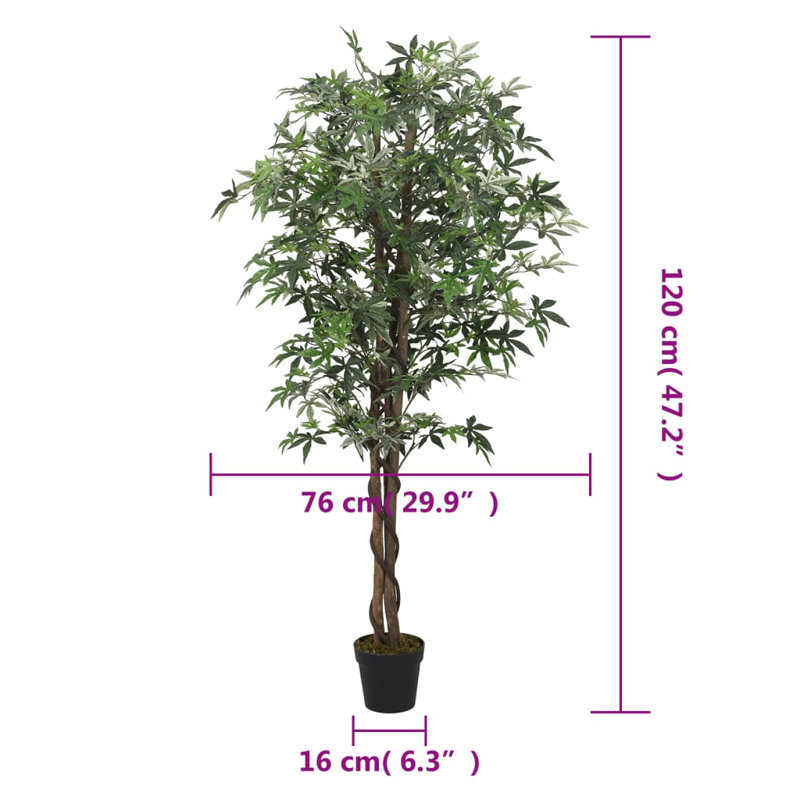Faux Maple Tree Plant in Plastic Pot, 120cm H x 76cm Wx 16cm D