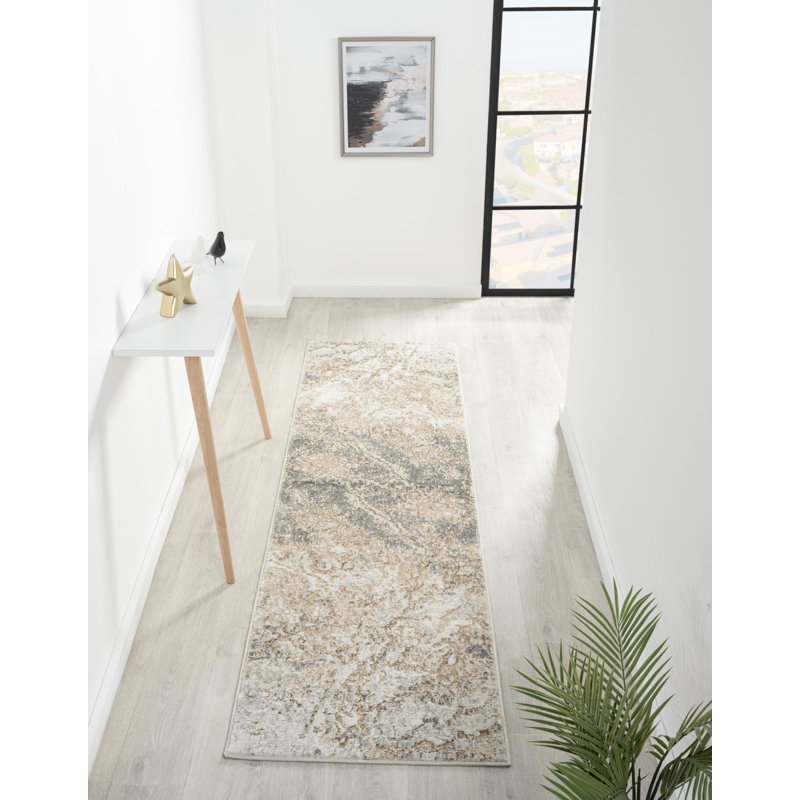 Nason Collection Abstract Beige/Grey Area Rug,, Runner 2'2" x 7'9"