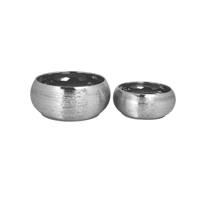 Ensemble de deux pots en grès céramique, Argent argent