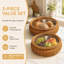 2 Pack Round Fruit Bowl with Lid, Woven Wicker Basket for Bread & Snacks
