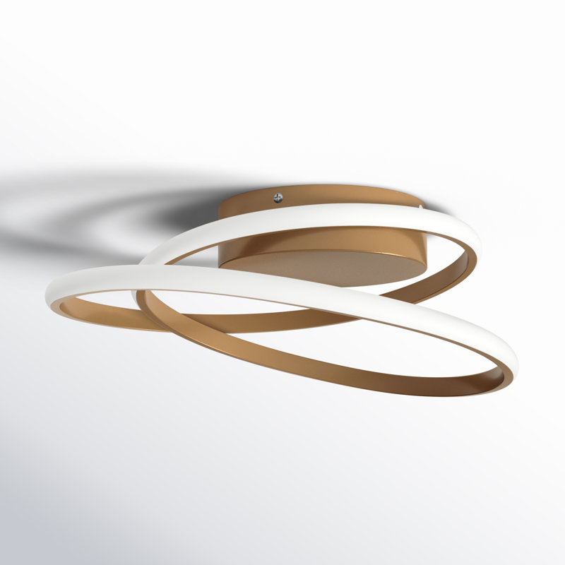 Caroljean 1 - Light 18.11'' Unique/Statement Modern Linear Dimmable White Light LED Flush Mount, Gold