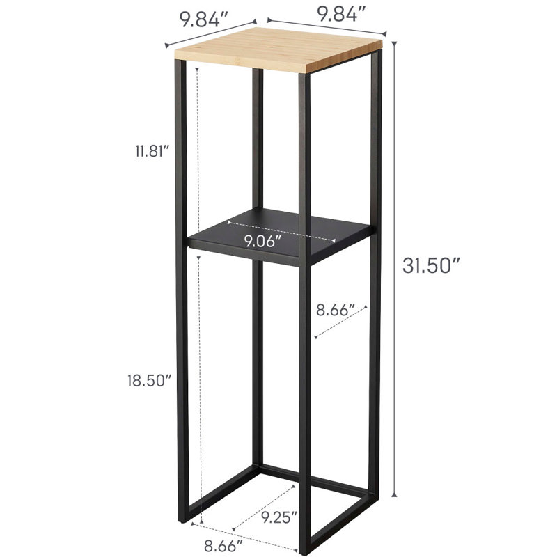 Solid Wood Pedestal End Table with Storage, Walnut