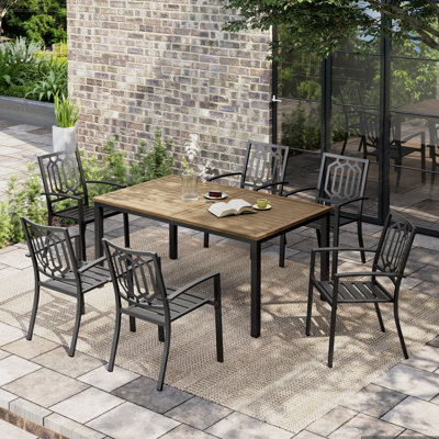 6 - Person Metal Patio Dining Set With Rectangular Table
