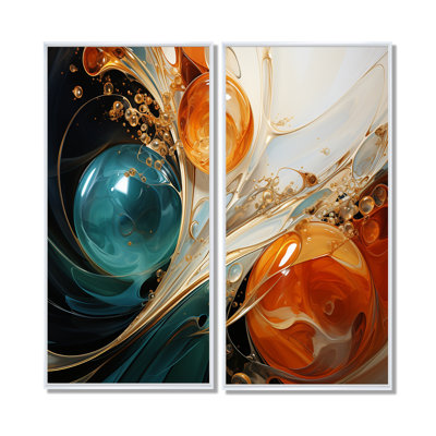 Encre blanche blanche et orange, tempête III - art mural moderne sur toile blanche