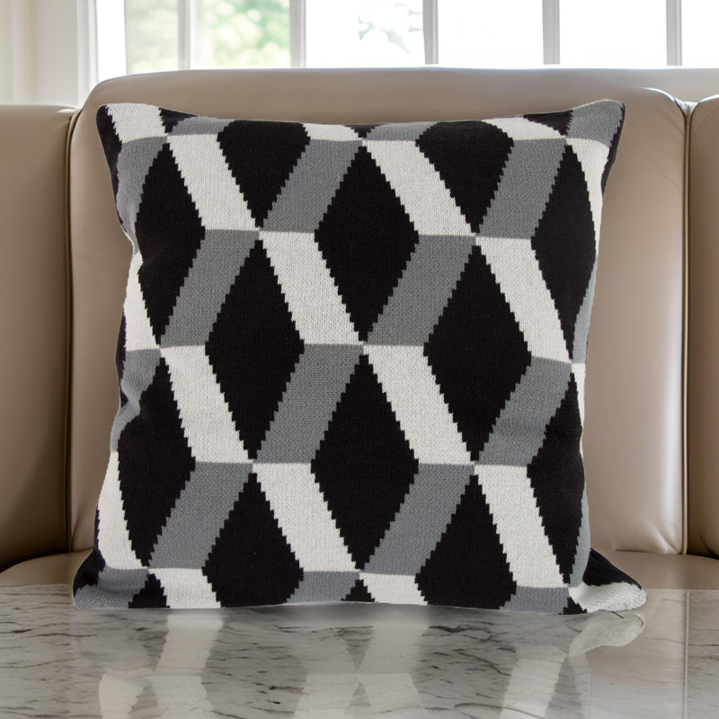  Throw Pillow Cover & Insert, Black/Gray