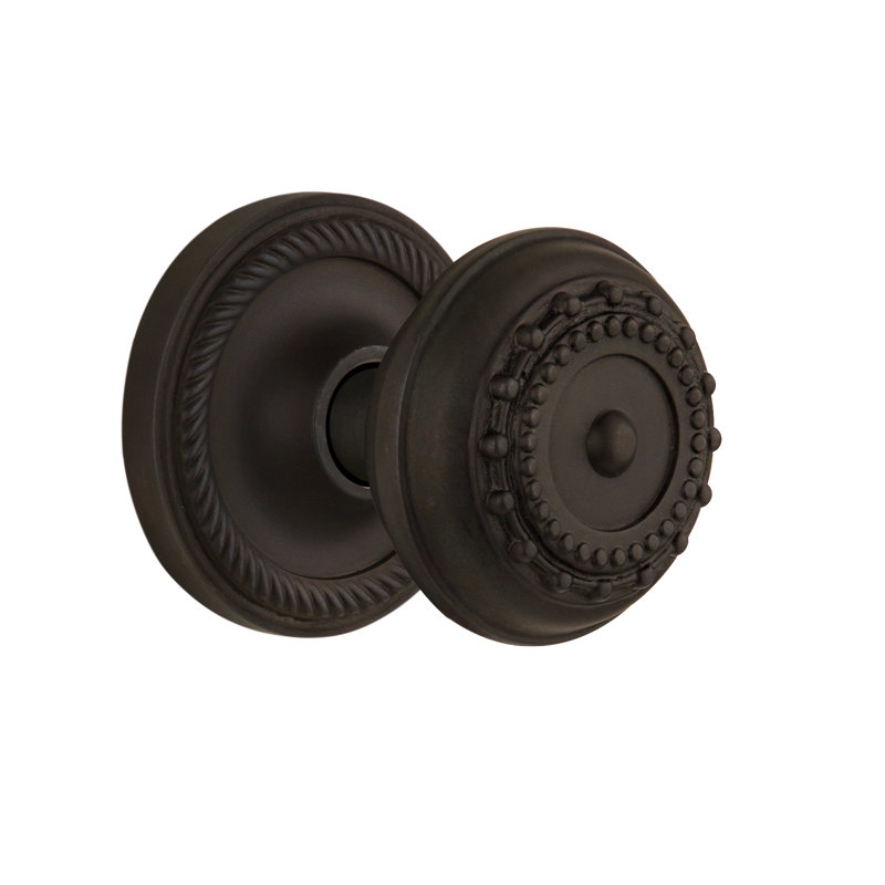 Rope Rosette with Meadows Door Knob, Oil-Rubbed Bronze, 2-3/4”