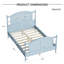 Structure de lit plateforme traditionnelle en bois, lit en bois de style campagnard avec tête et pied de lit arqués-133445862-133445860
