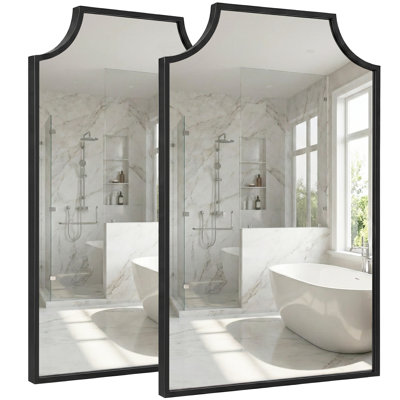 Metal Wall Mirror Scalloped Arched Bathroom Vanity Mirror
