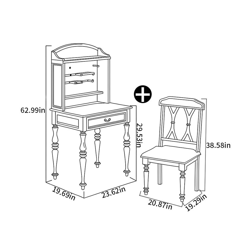 Solid wood desk and chair set