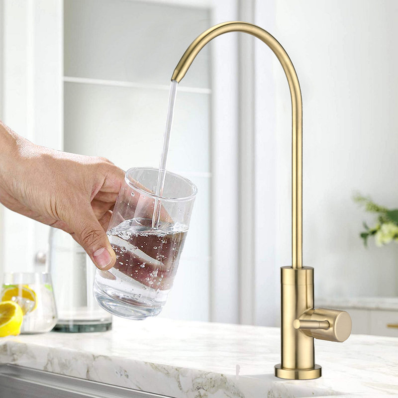 Kitchen Water Filter Faucet, Drinking Water Faucet, Brushed Gold
