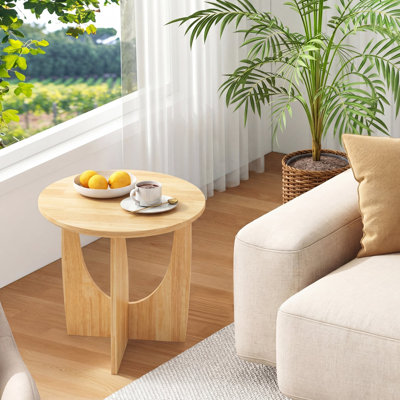 Table de bout ronde ronde, petites tables basses en bois d'hévéa massif pour le salon, table de bout moderne Mid-Century pour la chambre à coucher, couleur noyer, 19,7 po x 19,7 po