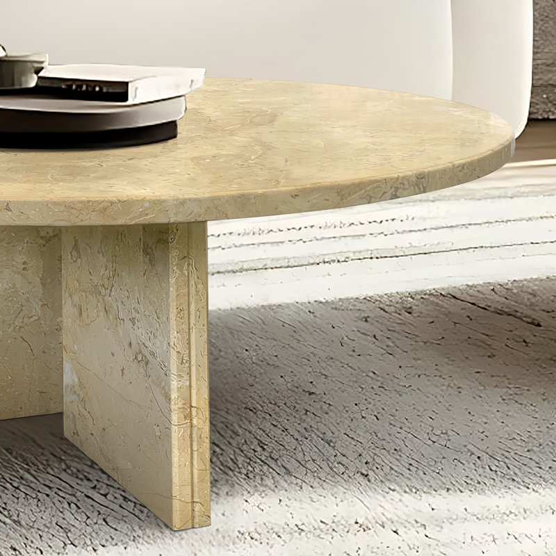 Table basse en marbre, petite table, table de salon, Beige, jaune