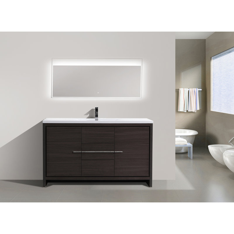 Ensemble de meuble-lavabo simple 59 po Lefebvre, Chêne gris