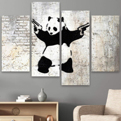 Pop Urban Street Signleader Large Banksy Panda Graffiti 4 pièces