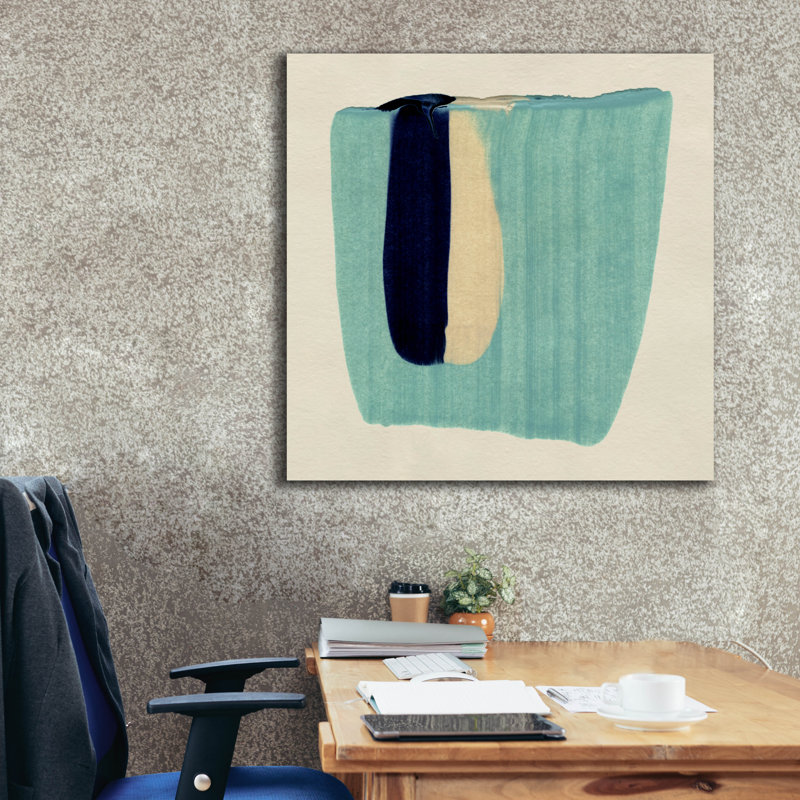  «Teal Swipe 2» par Emma Caroline, art mural sur toile, 37 po x 37 po