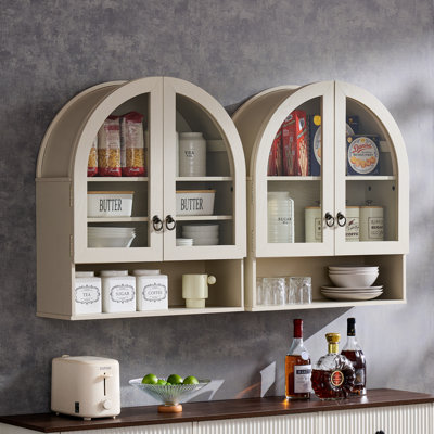 Armoire murale de salle de bain de 23,62 po de largeur avec tablettes réglables et portes en verre acrylique (ensemble de 2), armoire de rangement murale au-dessus de la toilette pour la salle de lavage, la cuisine et le salon