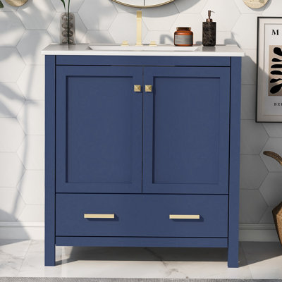Tekara 30.00'' Single Bathroom Vanity with Ceramic Top
