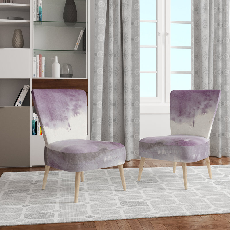 Upholstered Floral Side Chair - Modern floral Accent Chair, Ombre Gray Polyester Blend 1