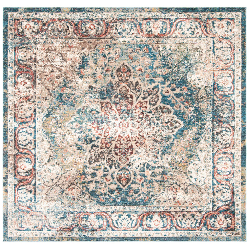 Tapis turquoise Cooksey, Carré 6 pi 7 po