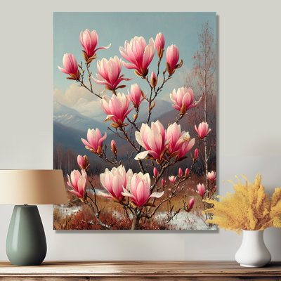 Cherry Blossom Spring Mountain Landscape - Art mural fleur de cerisier