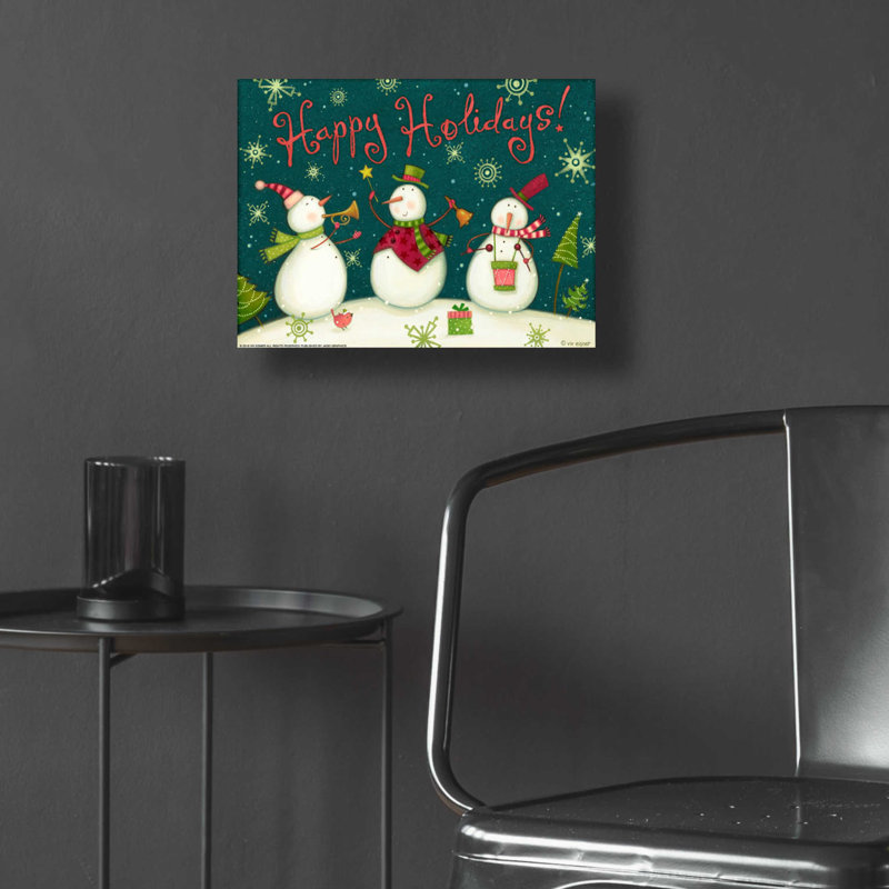 «Epic Art» Snowmen Trio 1 Nb »par Viv Eisner, art mural en verre acrylique, H 12 po x l 16 po x P 0,13 po