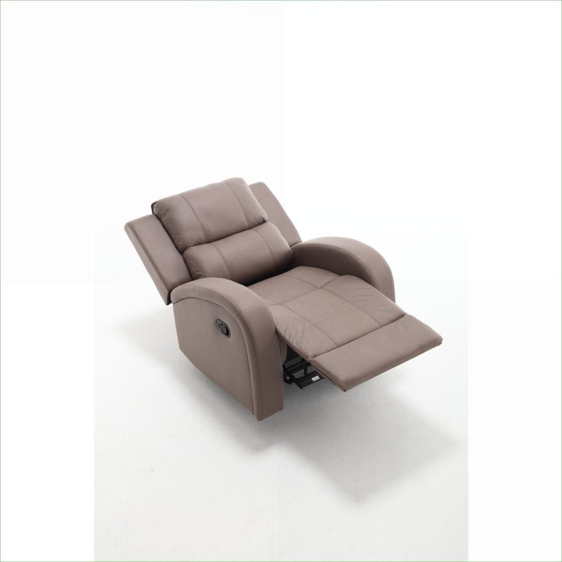 Pour les petits espaces de vie, de bureau et de chambre à coucher: fauteuil inclinable manuel moderne et compact, similicuir brun chaud