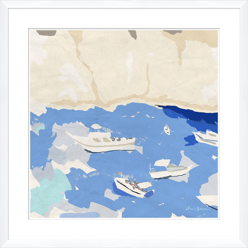 «Fishing Bay Late» par Dana Gibson - Peinture encadrée sur papier