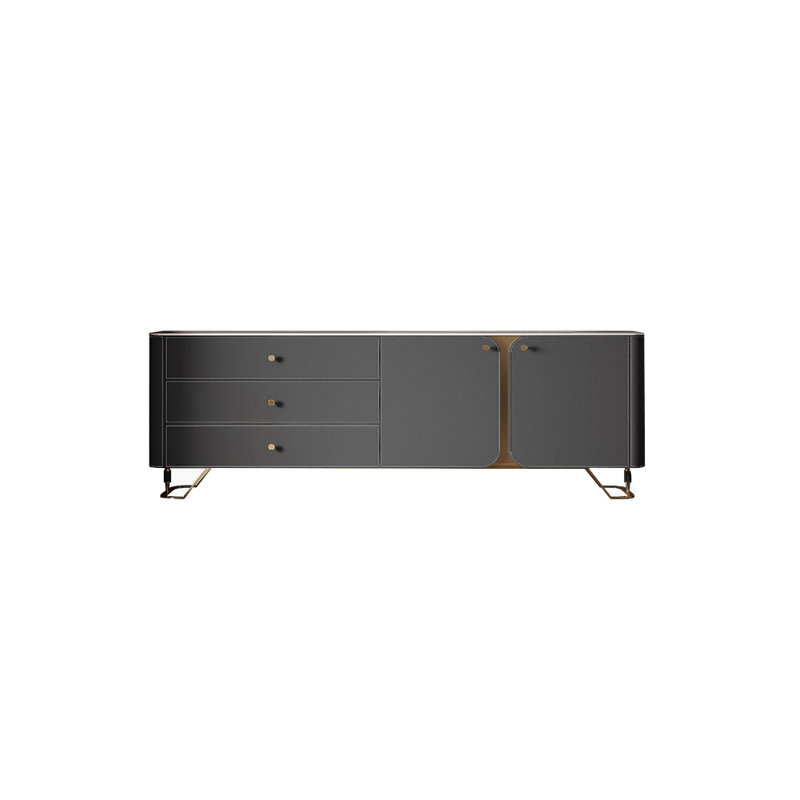 Meuble télé de chambre de style américain, 94.49", Gris / gris blanc