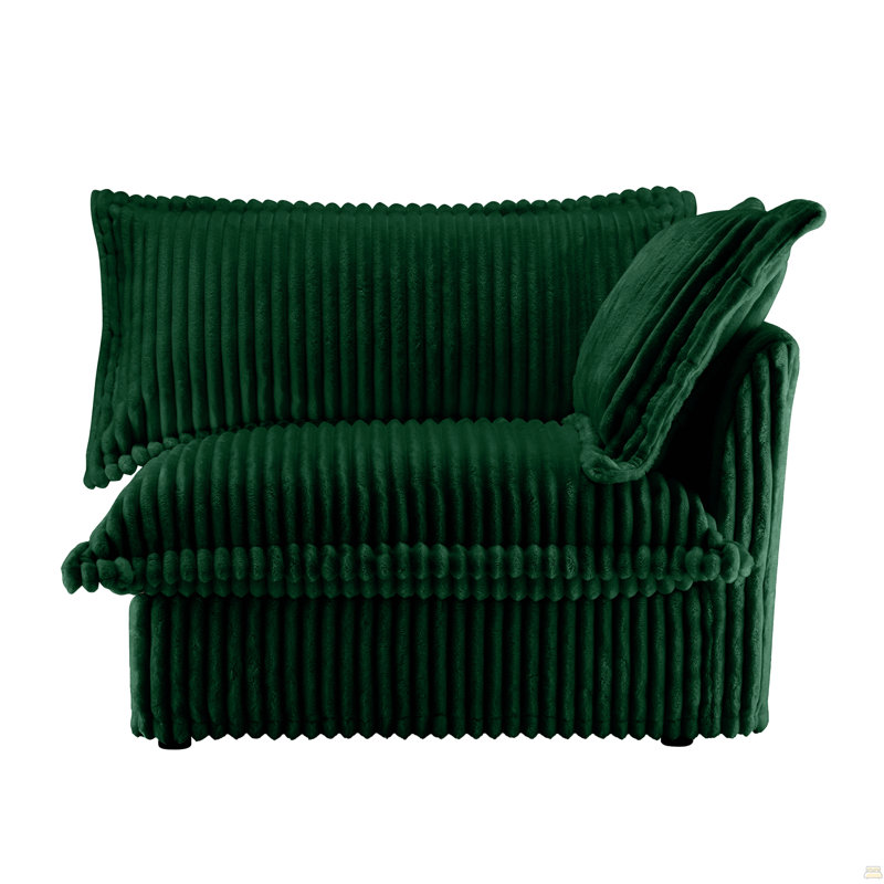 Canapé Rsf avec 1 coussin, Velours côtelé vert