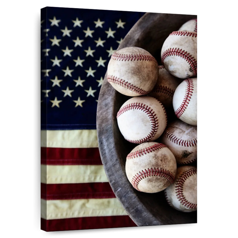 Sireci Vintage American Baseballs, 36" H x 24" W