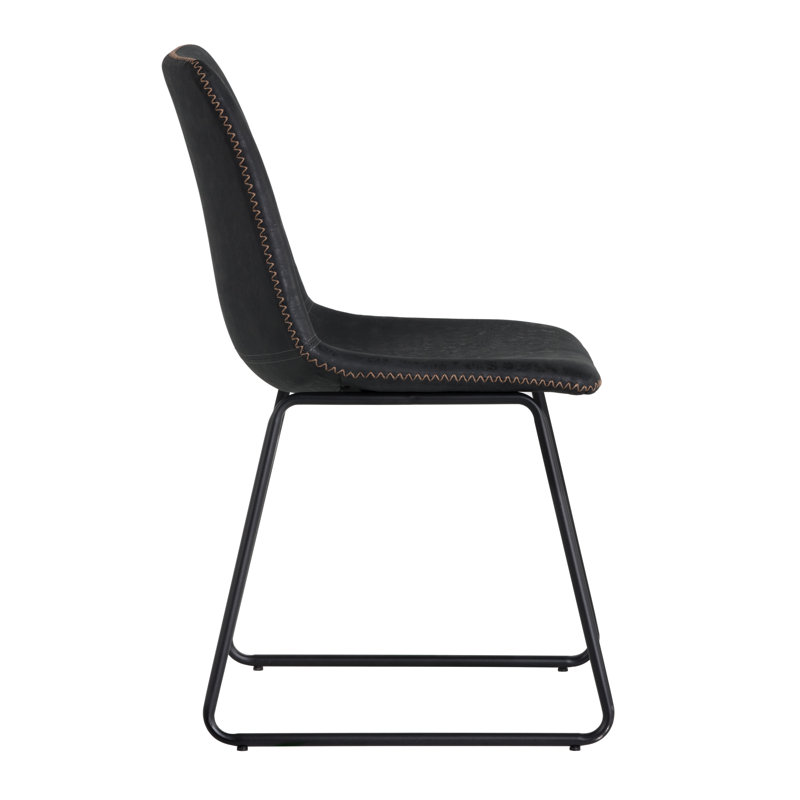 Cal Upholstered Dining Chair, Black Faux Leather