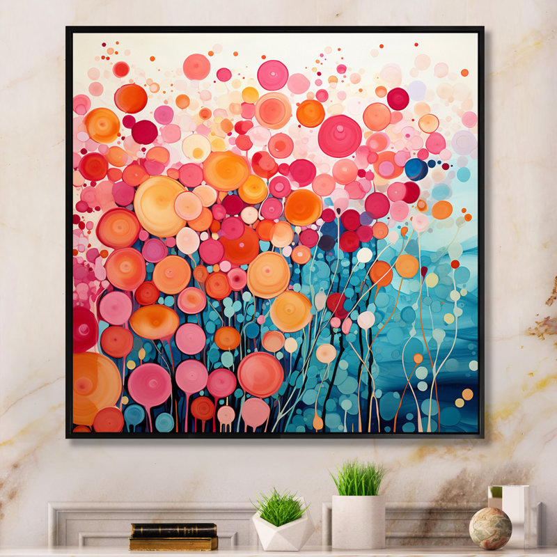 Coral Oasis II - Abstract Landscape Canvas Art Print, H 36 po x l 36 po x P 1,5 po, Cadre flottant noir