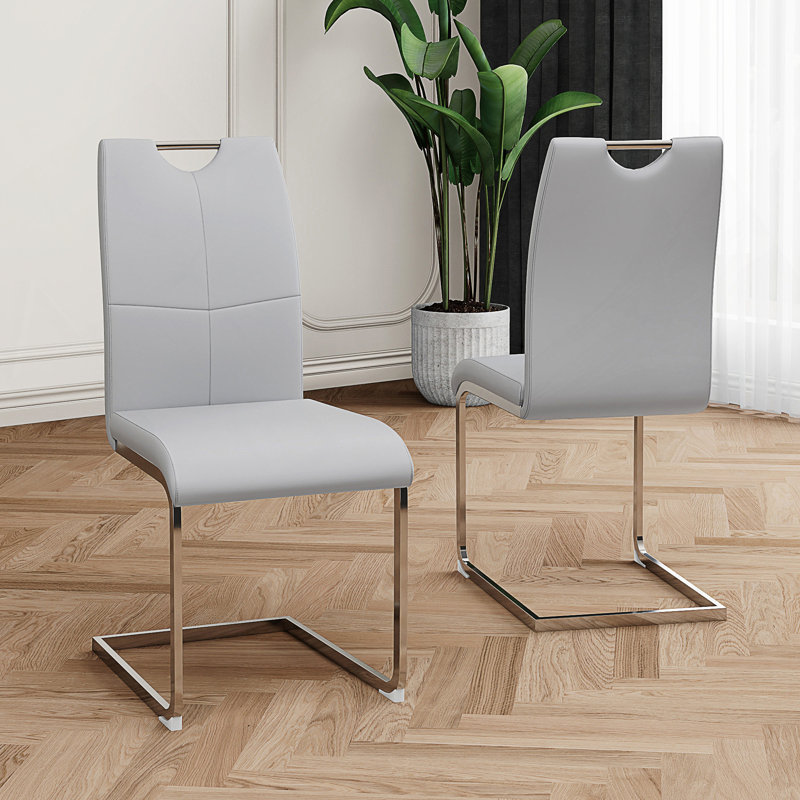 Modern Dining Chair(Set Of 2), Gray, Silver
