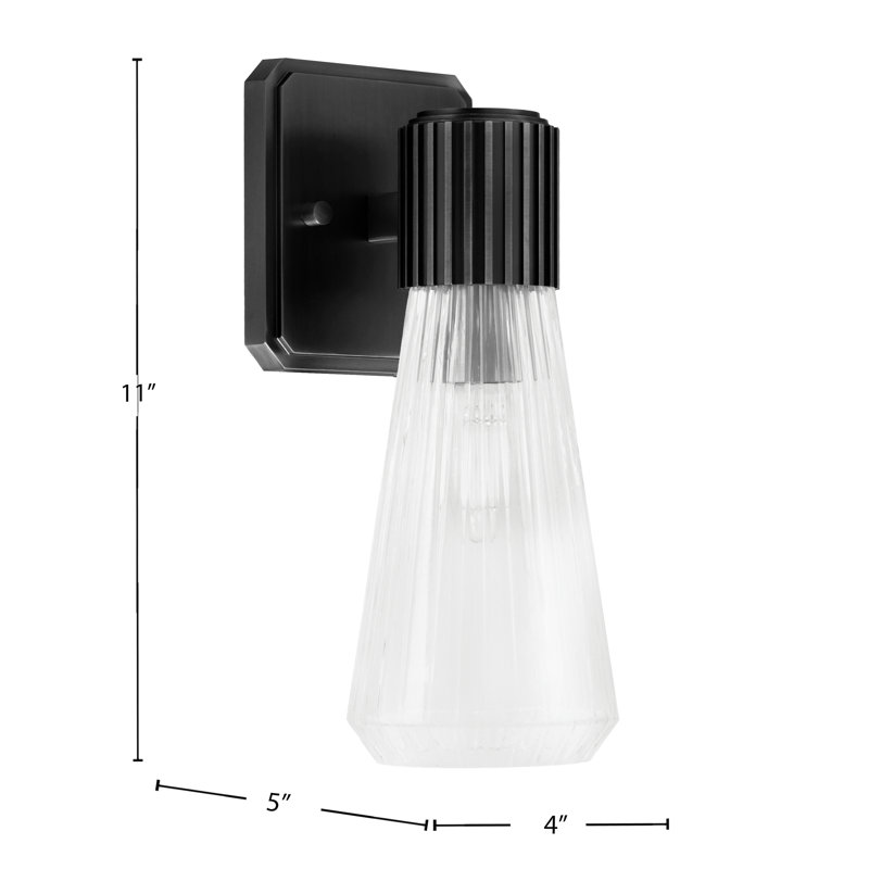 Akins 5 lumières semi-encastrées au fini noir mat avec verre côtelé transparent de 4 po, Transparent, Noir mat