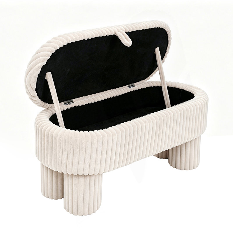 Pouf de rangement moderne, banc rembourré avec assise de rangement, banc à chaussures d'entrée, Beige, Beige, Beige