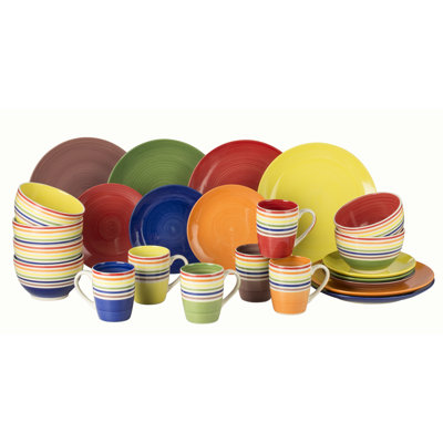 24pc Rainbow Spin Wash Dinner Set