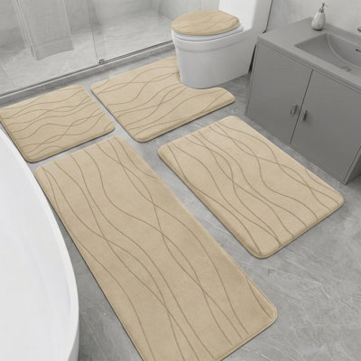 Ensemble de 5 tapis de salle de bain en mousse viscoélastique 25D à haut pouvoir absorbant avec envers antidérapant