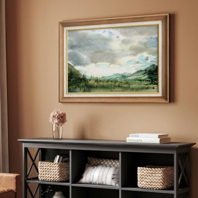 IDÉE4WALL, art mural encadré de qualité supérieure, ciel bleu nuageux, forêt verte, nature sauvage, illustrations, beaux-arts, décorations rustiques pour le salon, la chambre à coucher, le bureau, impression sur papier