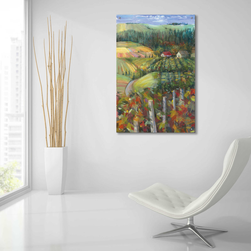 «Quiet Farm Field» par Carol Rowan, art mural en verre acrylique, H 36 po x l 24 po x P 0,2 po