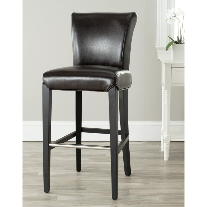 Bowie Upholstered Counter Stool with Solid Wood Frame, Brown, Bar Stool (30" Seat Height)